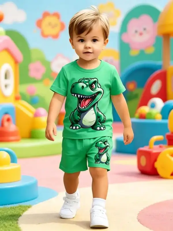 Kinder Set T-Shirt und Shorts mit Dinosaurier-Aufdruck