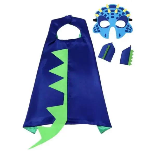Dinosaurier Umhang mit Maske und Stulpen, Zackenschwanz
