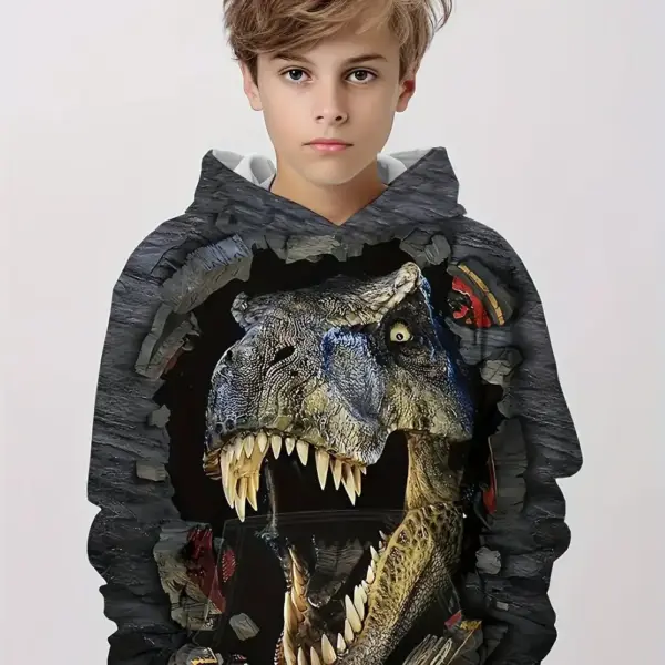 Kinder Kapuzenpullover mit großem Dinosaurier-Druck