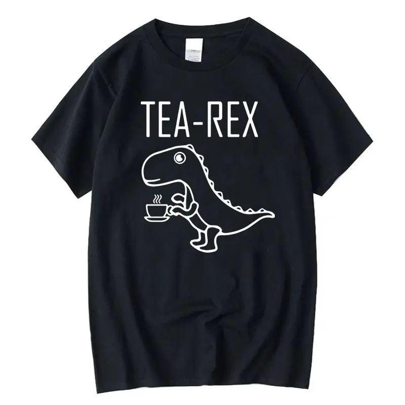 Schwarzes T-Shirt mit weißem Dinosaurier-Aufdruck und Schriftzug