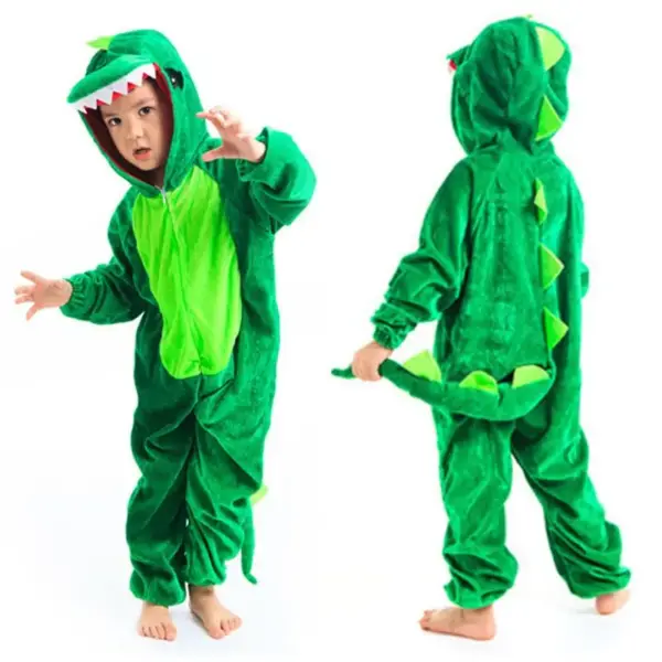 Dinosaurier Kostüm Overall mit Kapuze, Rückenstacheln und Schwanz