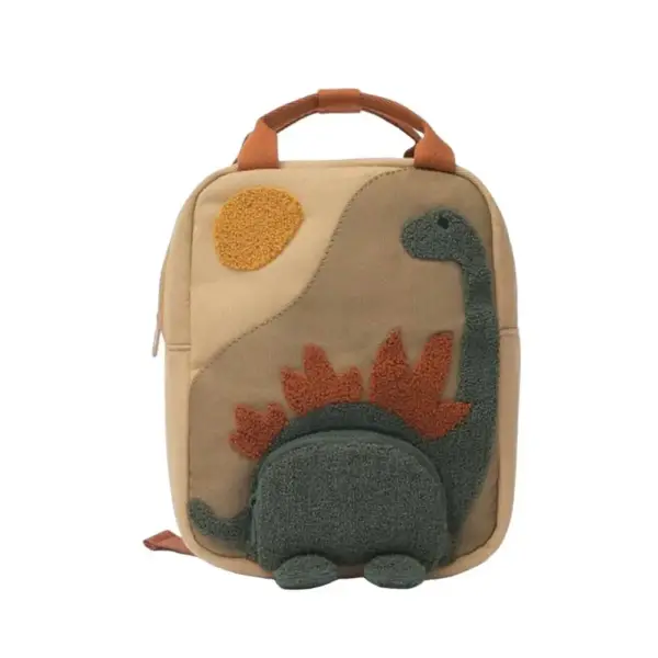 Kinderrucksack mit Dinosaurier-Applikation, Tragegriff und Zipper