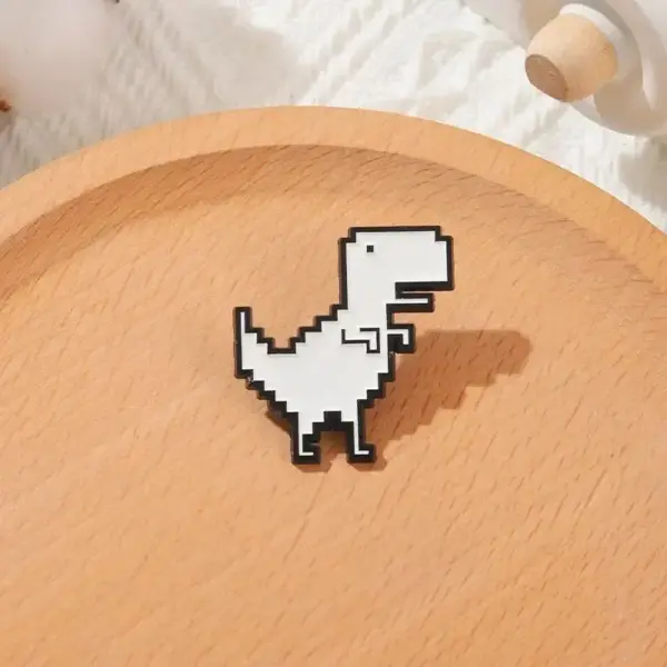 Dinosaurier Brosche im Pixel-Look mit Rand
