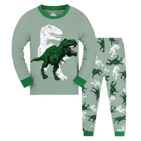 Zweiteiliger Schlafanzug mit T-Rex Druck und Bündchen
