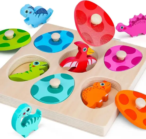 Dinosaurier Steckpuzzle mit Eiern und Dino-Figuren