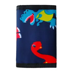Marineblaues Kinder-Portemonnaie mit bunten Dinosaurier-Motiven