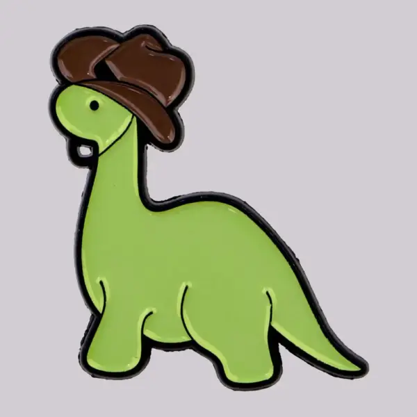 Anstecknadel Langhals-Dinosaurier mit Cowboyhut