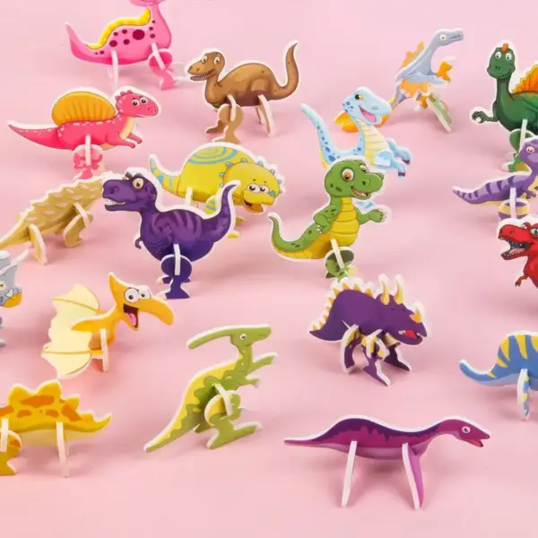Dinosaurier Puzzle Set mit vielen Figuren zum Zusammenstecken – Bild 3
