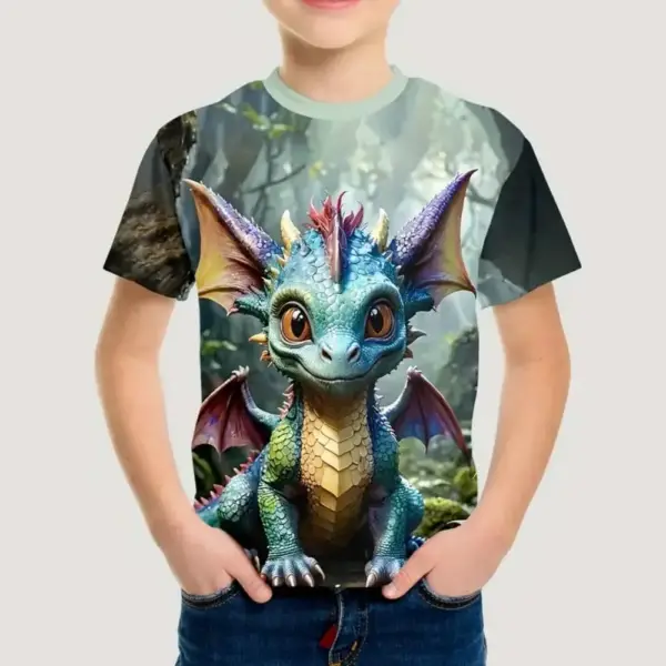 Kinder T-Shirt Kurzarm mit großflächigem Fantasy-Motiv – Bild 2