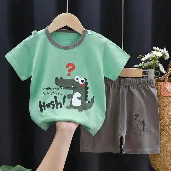 Kinder Set aus T-Shirt und Shorts mit Tiermotiven, Kurzarm – Bild 2