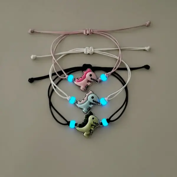 Dinosaurier Armband Set mit Anhängern und Leuchtperlen