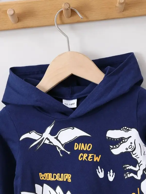 Jungen Set Kapuzenpullover und Hose mit Dino-Aufdruck – Bild 2