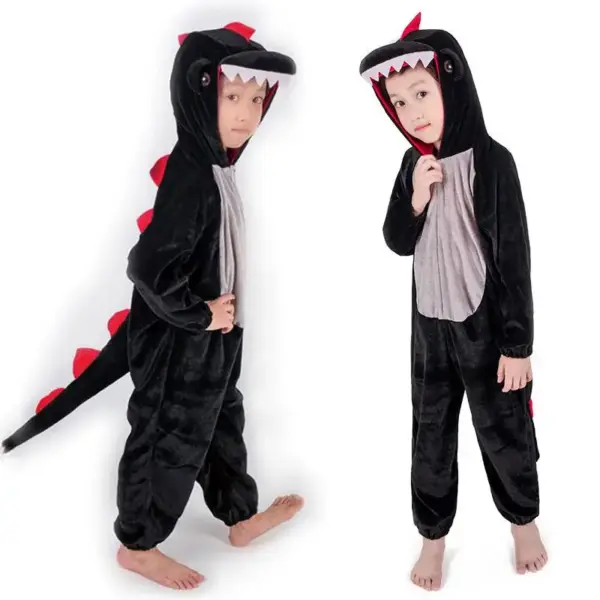 Dinosaurier Kostüm Overall mit Kapuze, Rückenstacheln und Schwanz – Bild 2