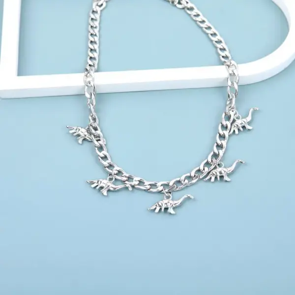 Choker Herren Gliederkette mit Saurier-Anhängern
