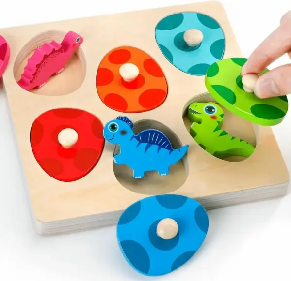 Dinosaurier Steckpuzzle mit Eiern und Dino-Figuren – Bild 2