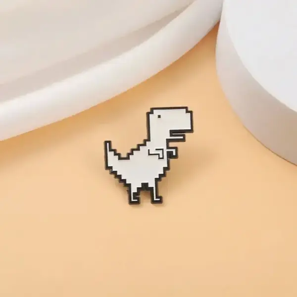 Dinosaurier Brosche im Pixel-Look mit Rand – Bild 2