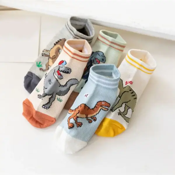 Dinosaurier Kindersocken im Set mit Motiven, Sneaker-Form – Bild 2