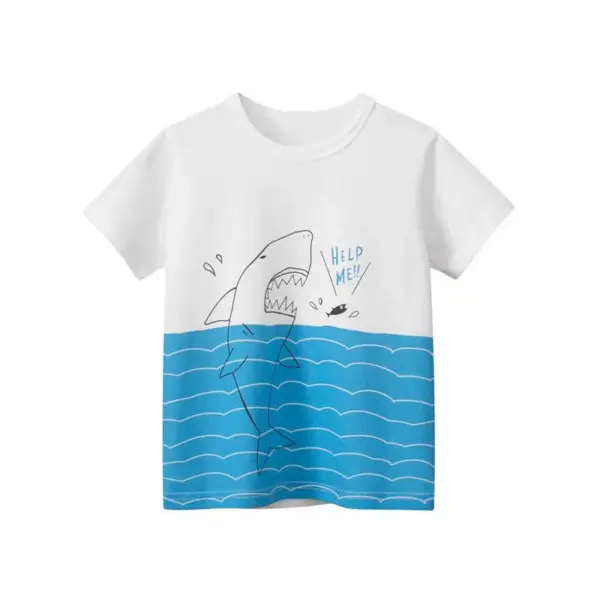 Kinder T-Shirt Kurzarm mit Rundhals und lustigem Print-Motiv – Bild 2