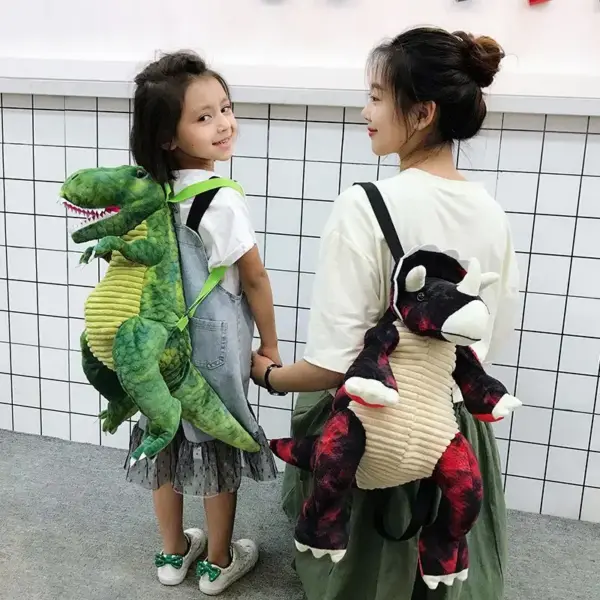 Dinosaurier Plüsch-Rucksack mit Tragegurten und Krallenfüßen – Bild 3