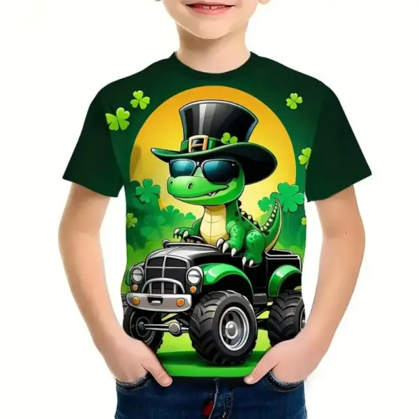 Jungen T-Shirt Kurzarm mit Dinosaurier-Szenen im Ganzflächendruck – Bild 3