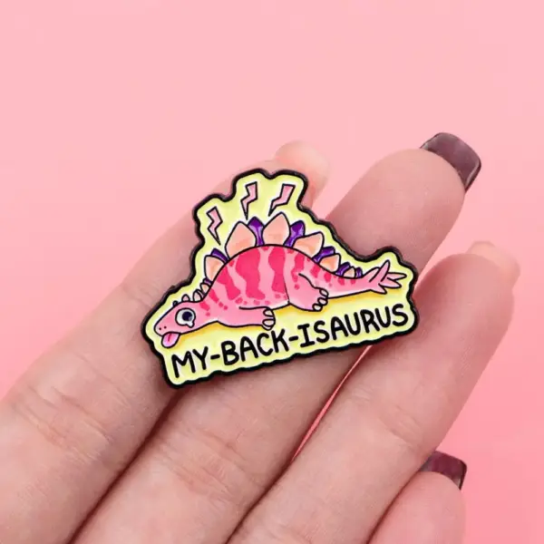 Stegosaurus Anstecknadel aus Metall mit Dinosaurier-Motiv – Bild 2
