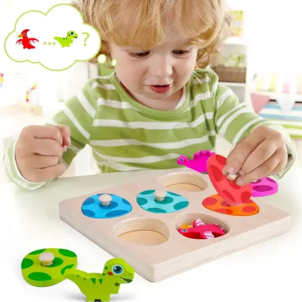 Dinosaurier Steckpuzzle mit Eiern und Dino-Figuren – Bild 3