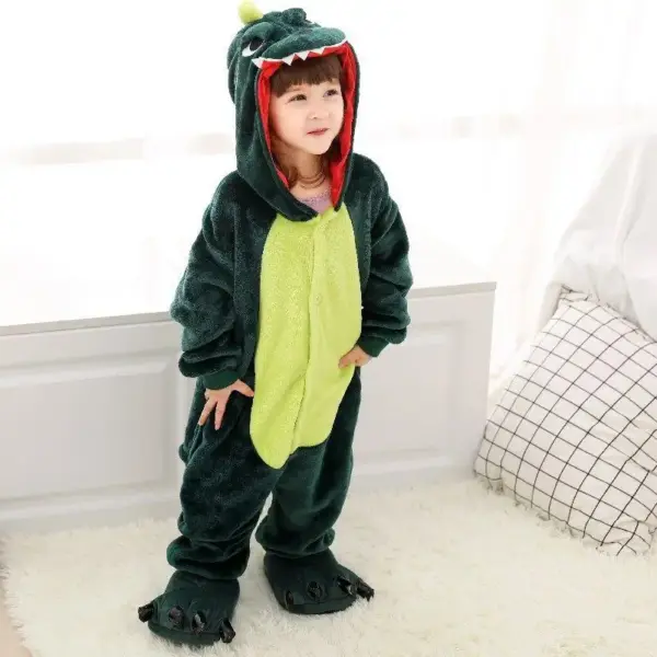 Dinosaurier Einteiler mit Kapuze, Krallenfüßen und Rückenzacken – Bild 3