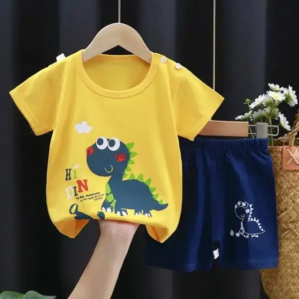 Kinder Set aus T-Shirt und Shorts mit Tiermotiven, Kurzarm – Bild 3