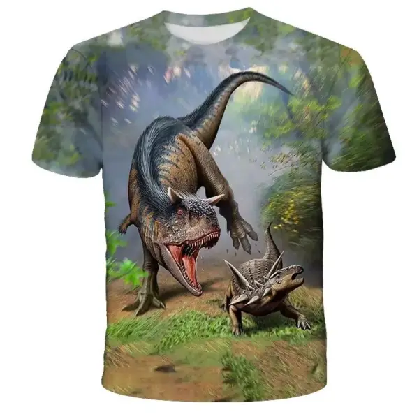 Kinder T-Shirt kurzarm mit Dinosaurier-Aufdruck, Rundhals – Bild 3