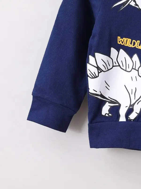 Jungen Set Kapuzenpullover und Hose mit Dino-Aufdruck – Bild 3