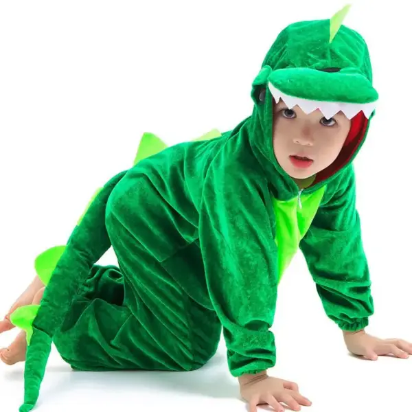 Dinosaurier Kostüm Overall mit Kapuze, Rückenstacheln und Schwanz – Bild 3