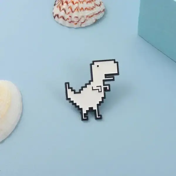 Dinosaurier Brosche im Pixel-Look mit Rand – Bild 3