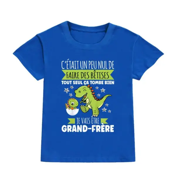 Kinder T-Shirt Kurzarm mit Dinosaurier-Aufdruck und Schriftzug