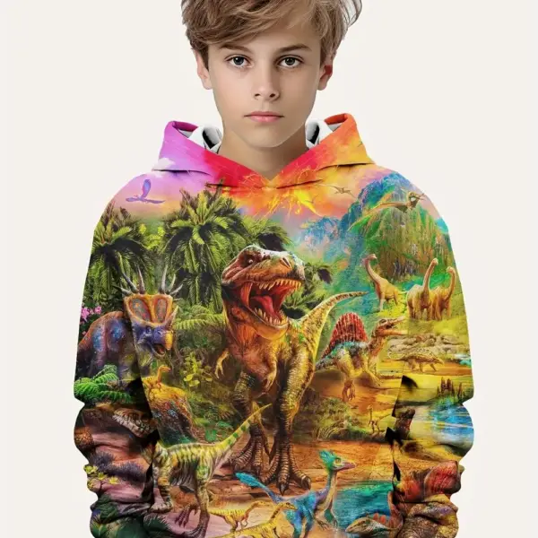 Kinder Kapuzenpullover mit großem Dinosaurier-Druck – Bild 3