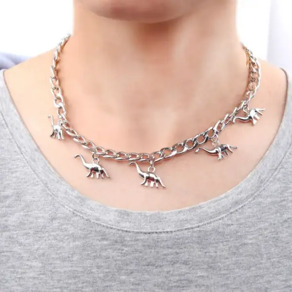 Choker Herren Gliederkette mit Saurier-Anhängern – Bild 3