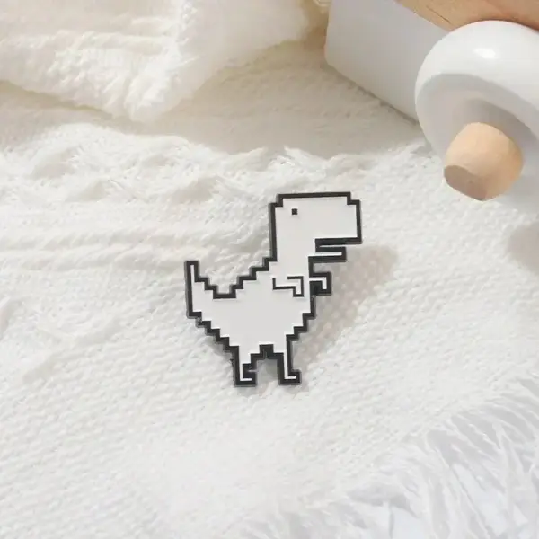 Dinosaurier Brosche im Pixel-Look mit Rand – Bild 4