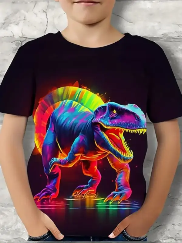 Kinder T-Shirt kurzarm mit Dino- und Drachen-Motiv – Bild 4