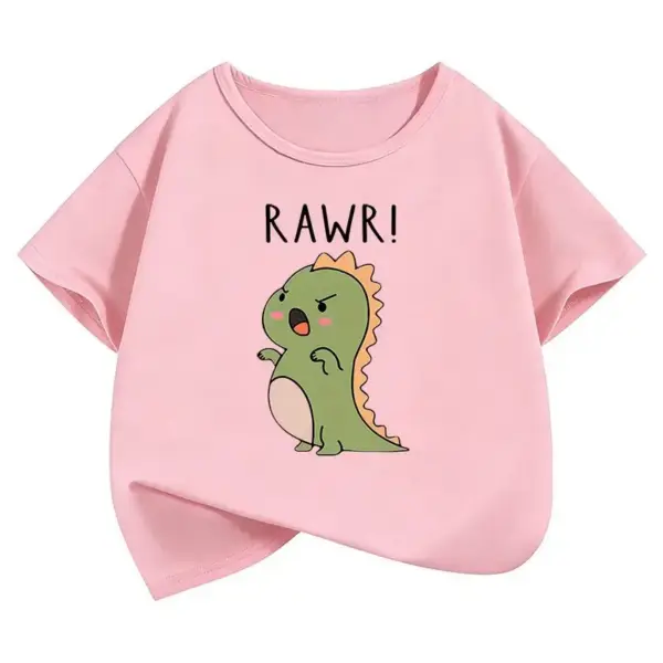 Kinder T-Shirt Cartoon-Dino mit Rundhals und kurzen Ärmeln – Bild 4