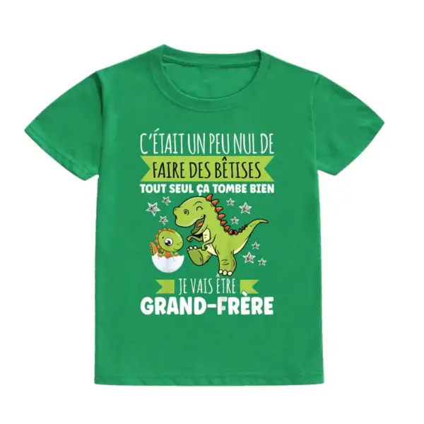Kinder T-Shirt Kurzarm mit Dinosaurier-Aufdruck und Schriftzug – Bild 3