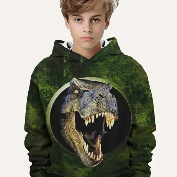 Kinder Kapuzenpullover mit großem Dinosaurier-Druck – Bild 4