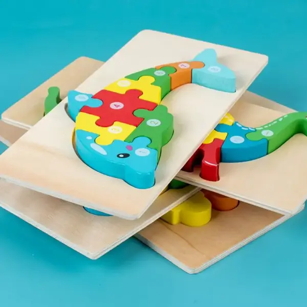 Holzpuzzle mit Zahlen in Tierformen zum Zusammenstecken – Bild 4