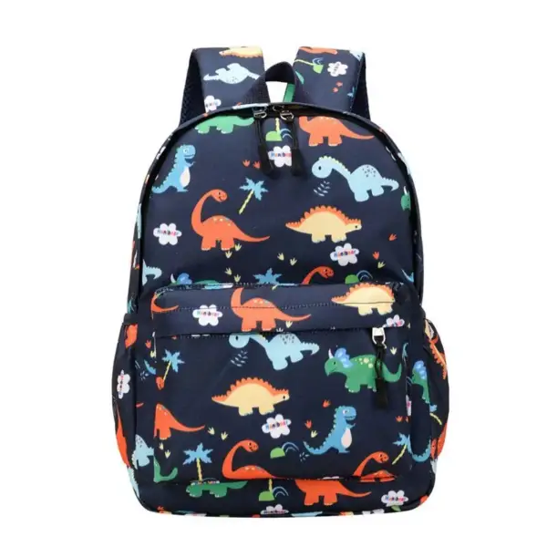 Kinderrucksack Dinosaurier mit Fronttasche und Reißverschluss – Bild 4