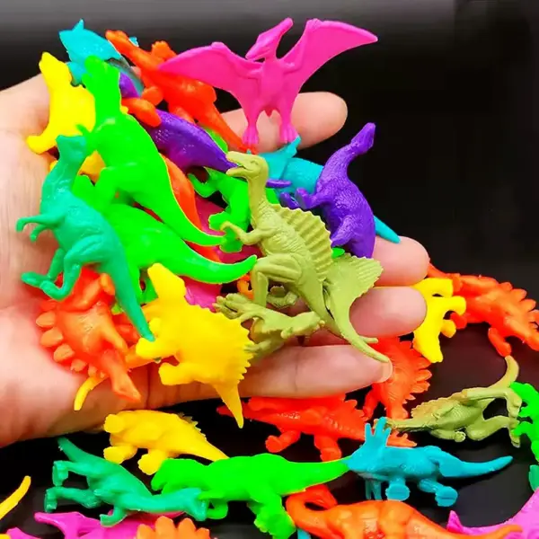 Bunte Dinosaurier Figuren aus Kunststoff mit zwei Palmen – Bild 4