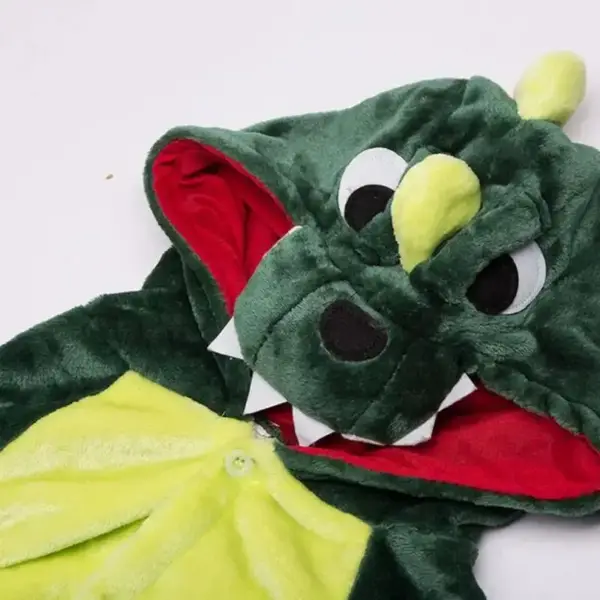 Dinosaurier Einteiler mit Kapuze, Krallenfüßen und Rückenzacken – Bild 5