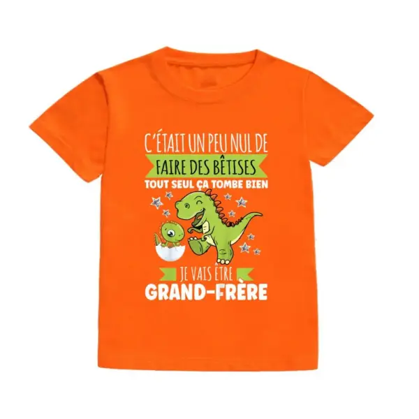 Kinder T-Shirt Kurzarm mit Dinosaurier-Aufdruck und Schriftzug – Bild 4