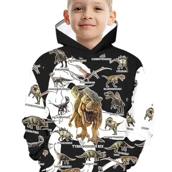Kinder Kapuzenpullover mit großem Dinosaurier-Druck – Bild 5