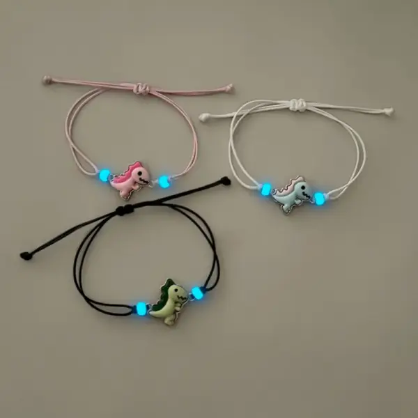 Dinosaurier Armband Set mit Anhängern und Leuchtperlen – Bild 3