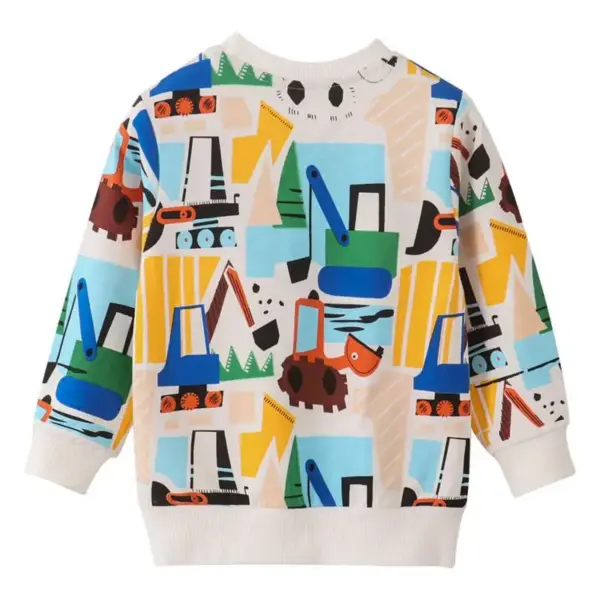 Kinder Sweatshirt mit Tier- und Fahrzeugmotiven, Rippbündchen – Bild 4