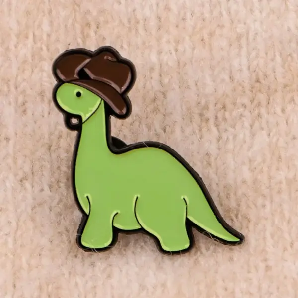 Anstecknadel Langhals-Dinosaurier mit Cowboyhut – Bild 4
