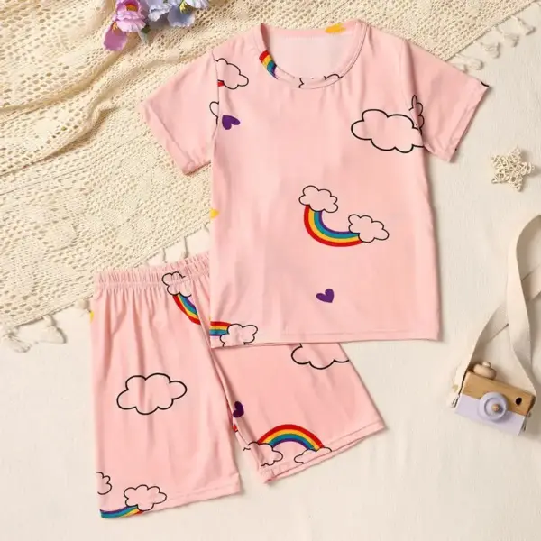 Kinder Schlafanzug kurz, Shirt und Shorts mit Allover-Muster – Bild 4